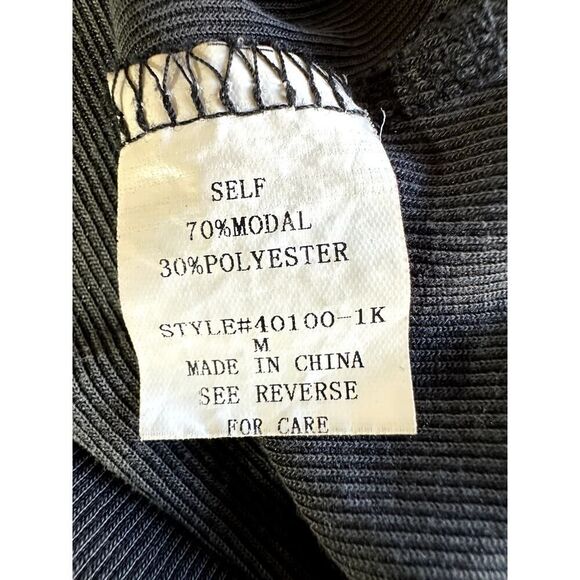 KITTENISH Women's Brooklyn Rae Ribbed Snap Front Fitted Bodysuit Gray Medium - Picture 8 of 10